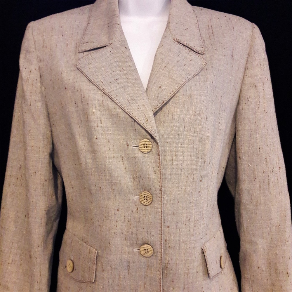 WooL SiLK Albert Nipon Blazer Stretch Satin Snakeskin Padded Shoulder Lining 8